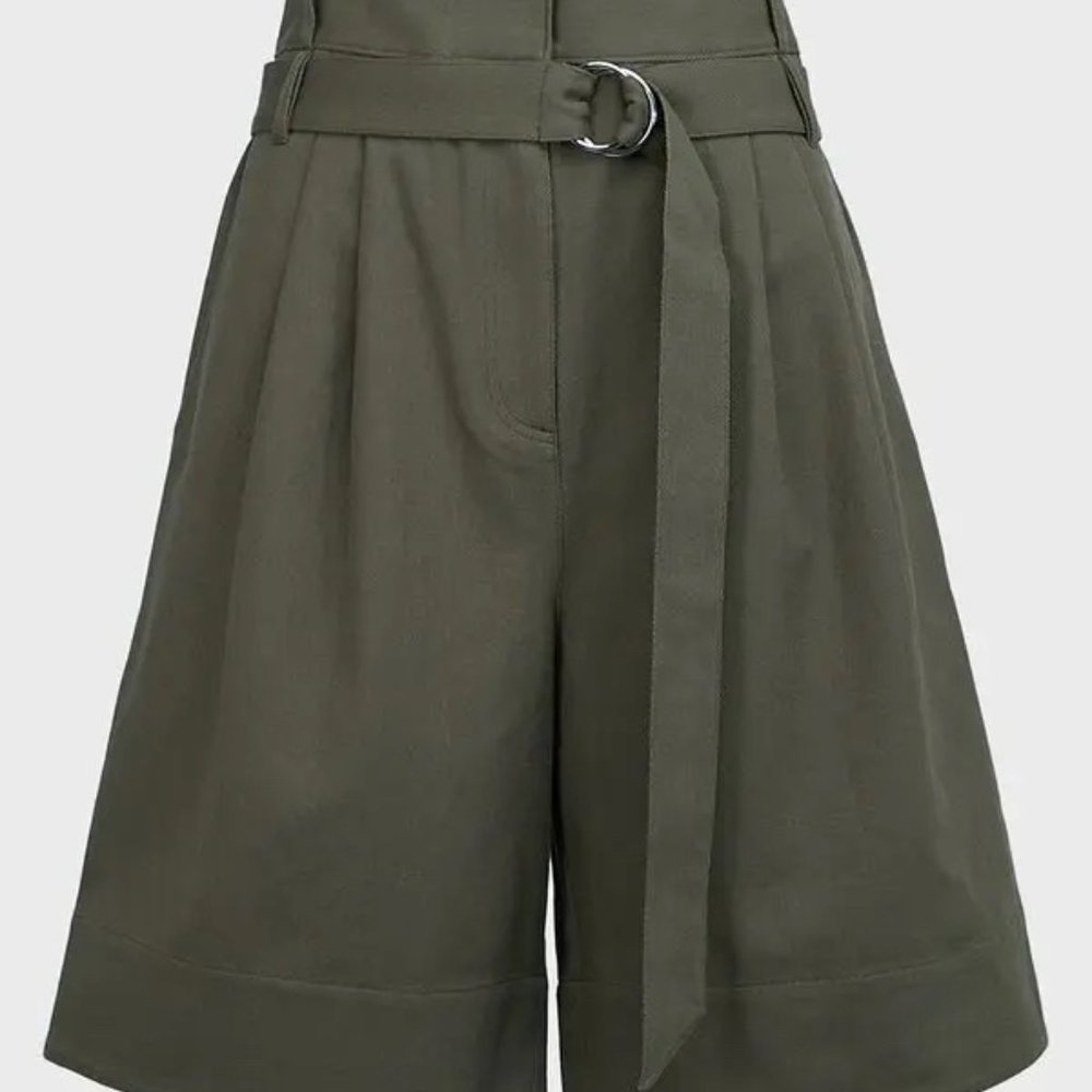 Tibi Khaki Gabardine Stella Shorts